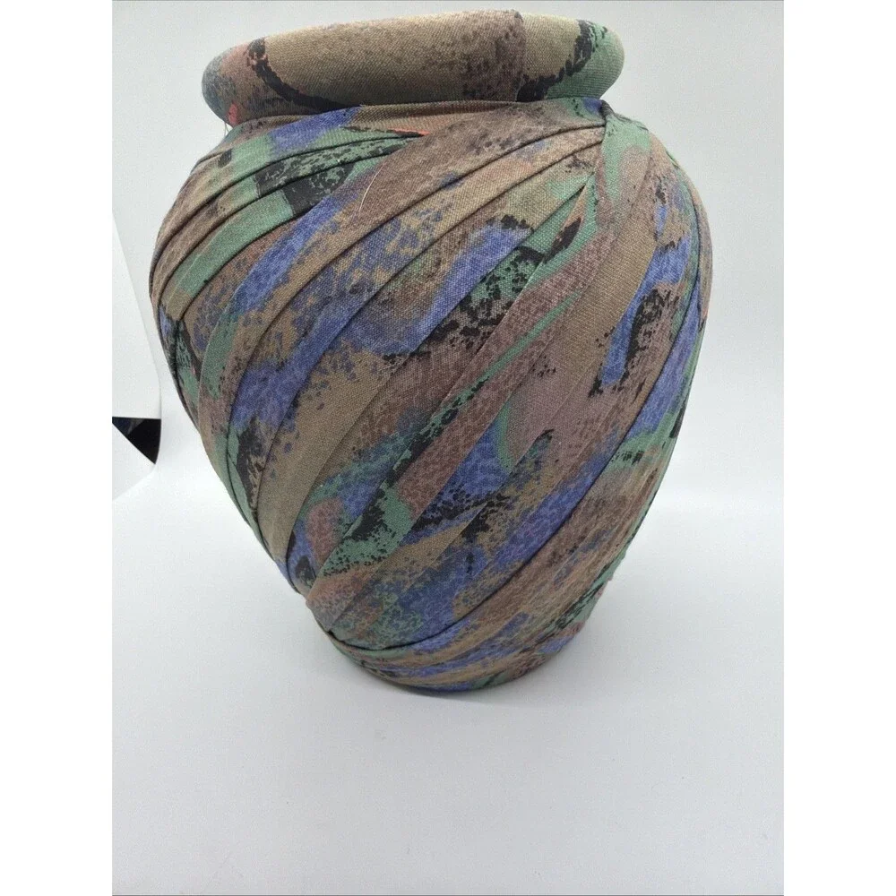 Vintage 1980s Memphis Decor Design Pastel Fabric Wrapped Vase Retro New Wave Art
